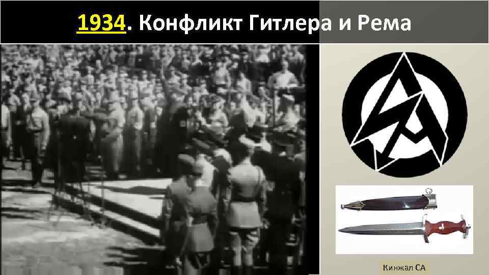 1934. Конфликт Гитлера и Рема Кинжал СА 