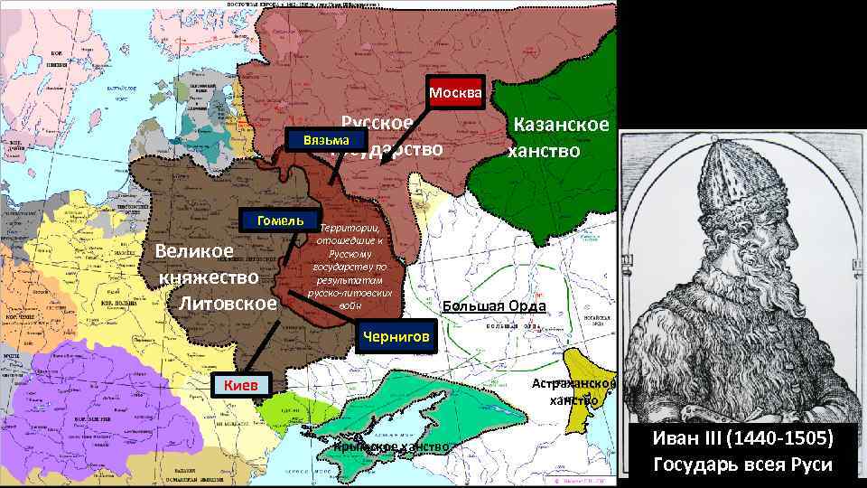 Москва Русское Вязьма государство Гомель Великое княжество Литовское Территории, отошедшие к Русскому государству по