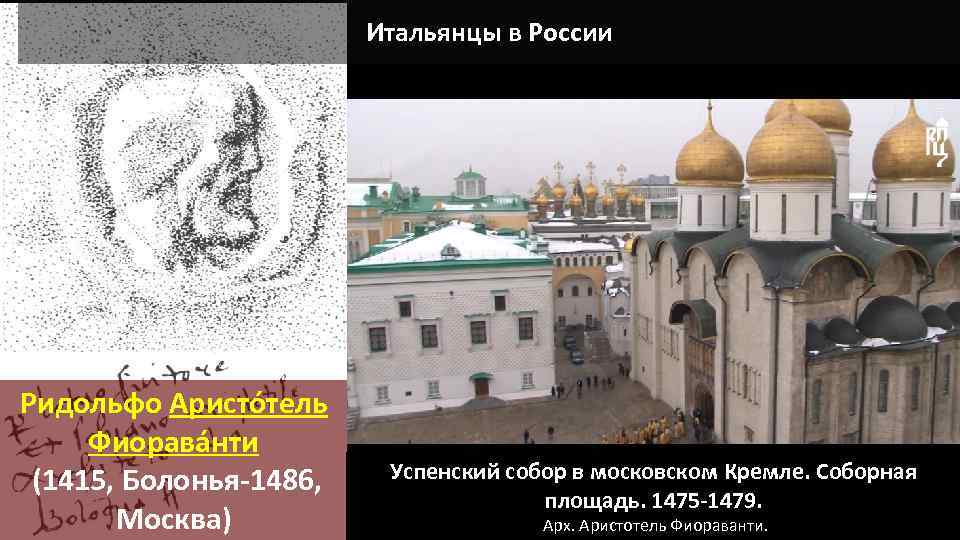 Итальянцы в России Ридольфо Аристо тель Фиорава нти (1415, Болонья-1486, Москва) Успенский собор в