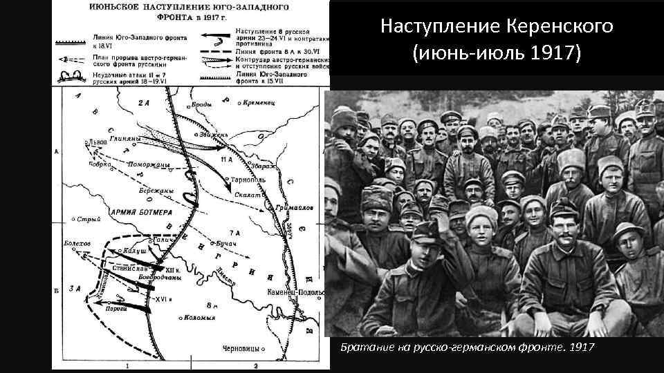 Наступление Керенского (июнь-июль 1917) Братание на русско-германском фронте. 1917 