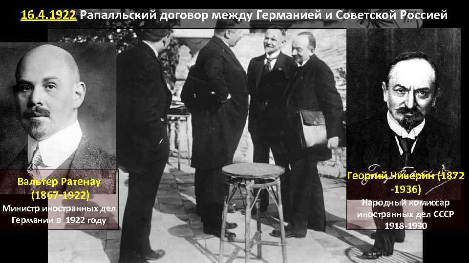 16. 4. 1922 Рапалльский договор между Германией и Советской Россией Вальтер Ратенау (1867 -1922)