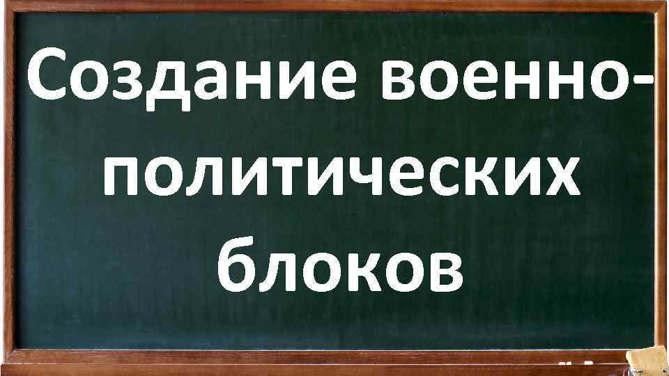 Создание военнополитических блоков 
