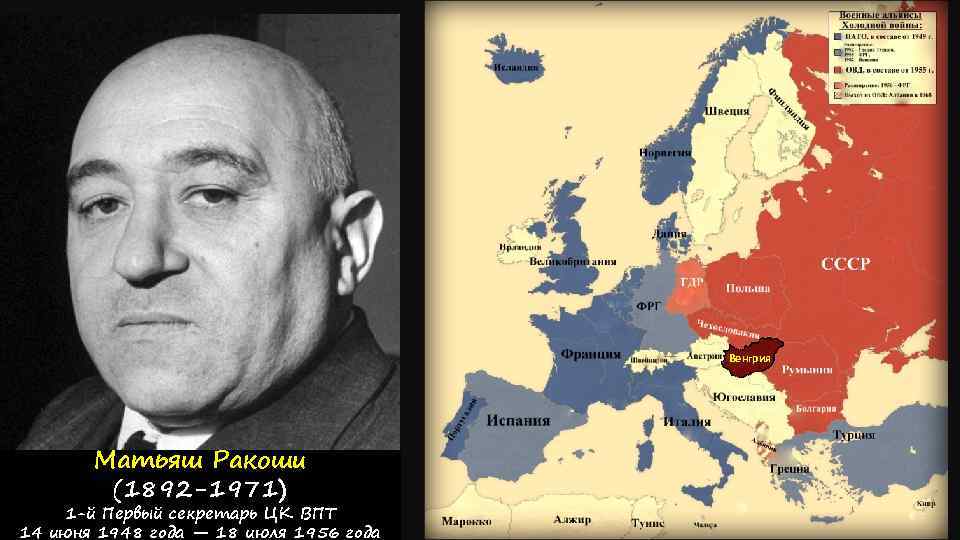 Венгрия Матьяш Ракоши (1892 -1971) 1 -й Первый секретарь ЦК ВПТ 14 июня 1948