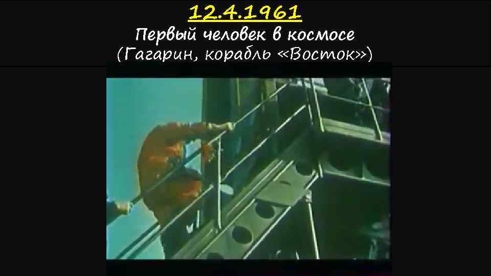 12. 4. 1961 Первый человек в космосе (Гагарин, корабль «Восток» ) 