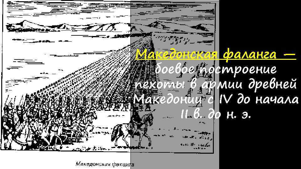 Македонская фаланга — боевое построение пехоты в армии древней Македонии с IV до начала