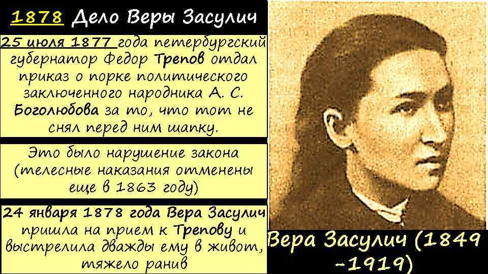 Презентация дело веры засулич