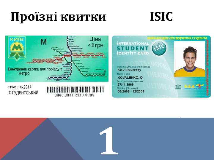 Проїзні квитки 1 ISIC 