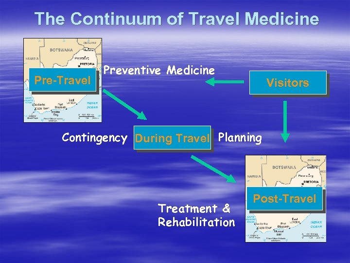 The Continuum of Travel Medicine Pre-Travel Preventive Medicine Visitors Contingency During Travel Planning Treatment