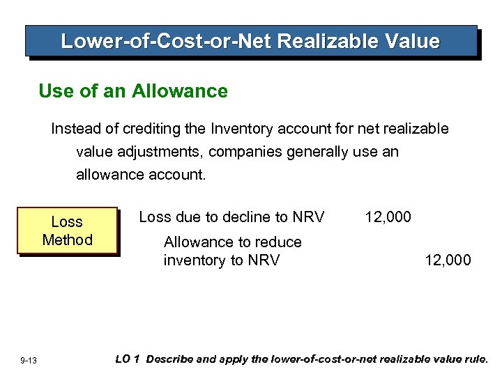 Lower-of-Cost-or-Net Realizable Value Use of an Allowance Instead of crediting the Inventory account for