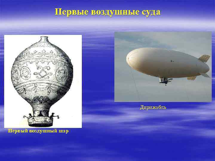 Первые воздушные суда Дирижабль Первый воздушный шар 