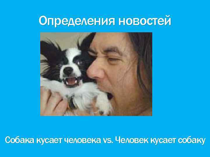 Определения новостей Собака кусает человека vs. Человек кусает собаку 