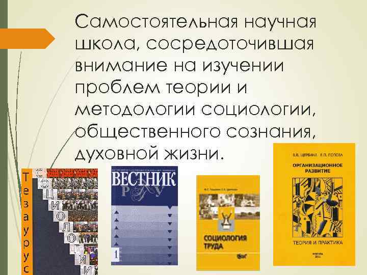 Самостоятельная научная школа, сосредоточившая внимание на изучении проблем теории и методологии социологии, общественного сознания,