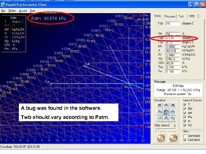 A bug was found in the software. Twb should vary according to Patm. 