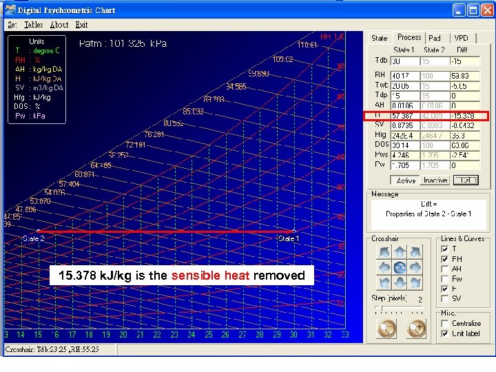 15. 378 k. J/kg is the sensible heat removed 