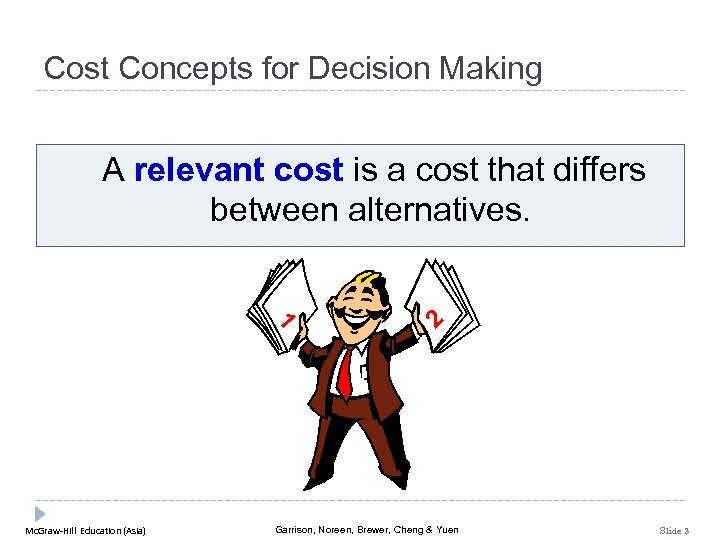 Cost Concepts for Decision Making A relevant cost is a cost that differs between