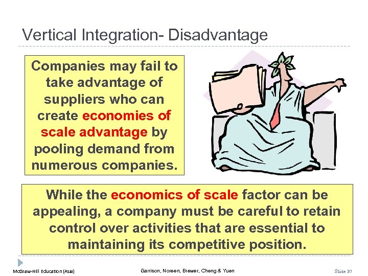 Vertical Integration- Disadvantage Companies may fail to take advantage of suppliers who can create