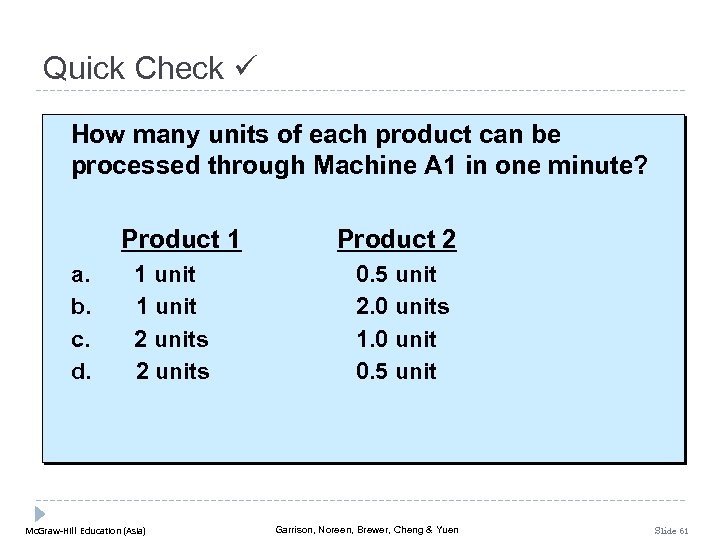 Quick Check How many units of each product can be processed through Machine A