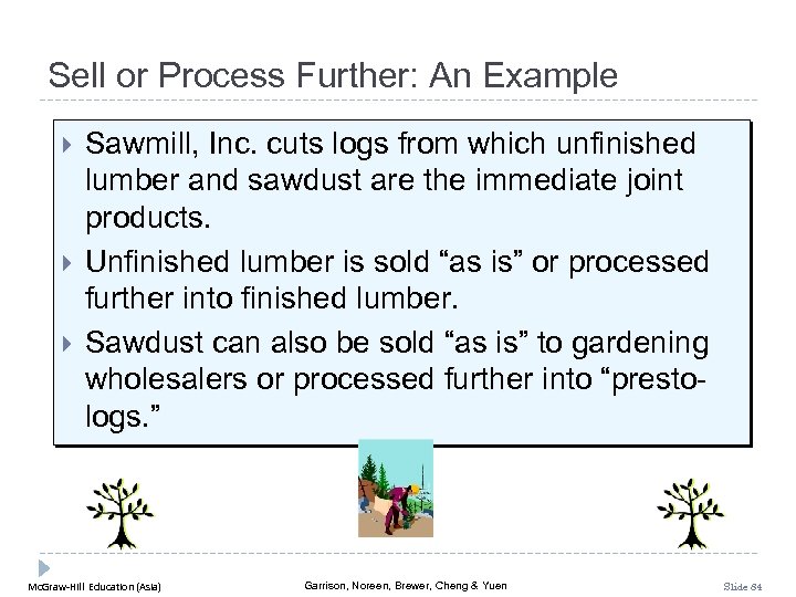 Sell or Process Further: An Example Sawmill, Inc. cuts logs from which unfinished lumber