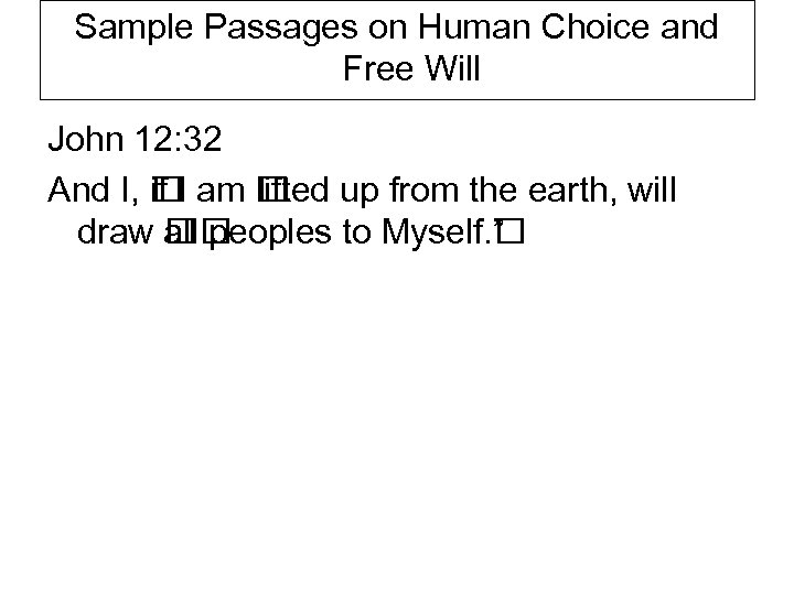 Sample Passages on Human Choice and Free Will John 12: 32 And I, am