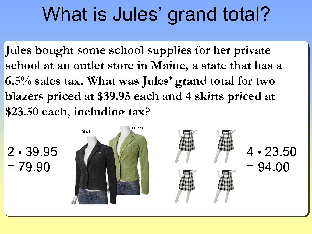 What is Jules’ grand total? Jules bought some school supplies for her private school
