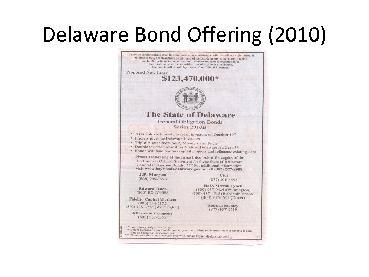 Delaware Bond Offering (2010) 