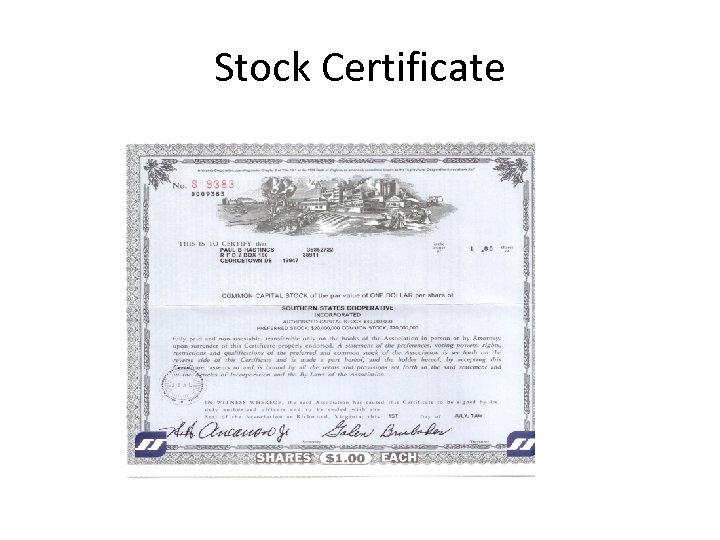 Stock Certificate 