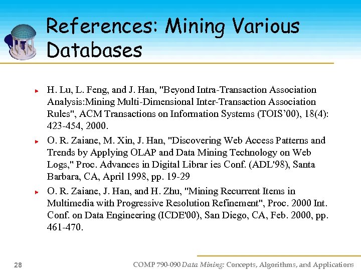 References: Mining Various Databases H. Lu, L. Feng, and J. Han, 