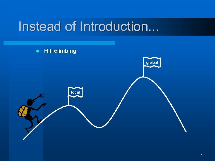 Instead of Introduction. . . l Hill climbing global local 7 