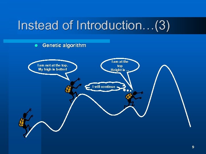 Instead of Introduction…(3) l Genetic algorithm I am not at the top. My high