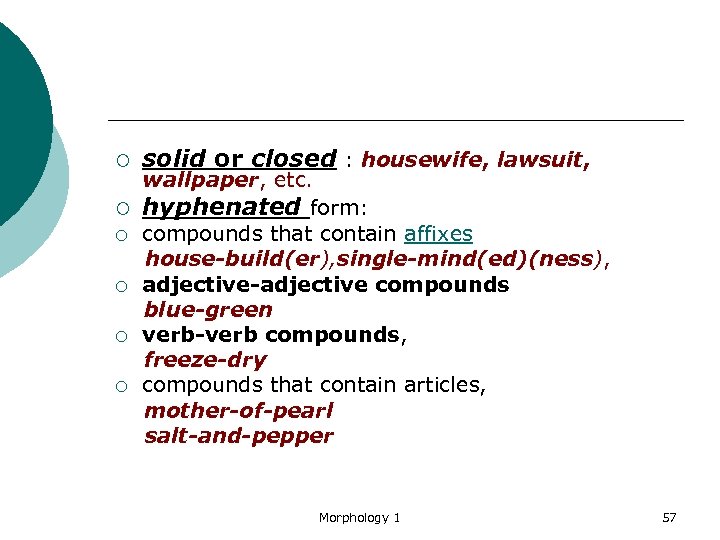 ¡ solid or closed : housewife, lawsuit, wallpaper, etc. ¡ hyphenated form: ¡ compounds