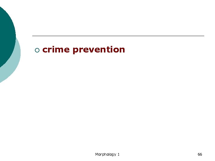 ¡ crime prevention Morphology 1 66 