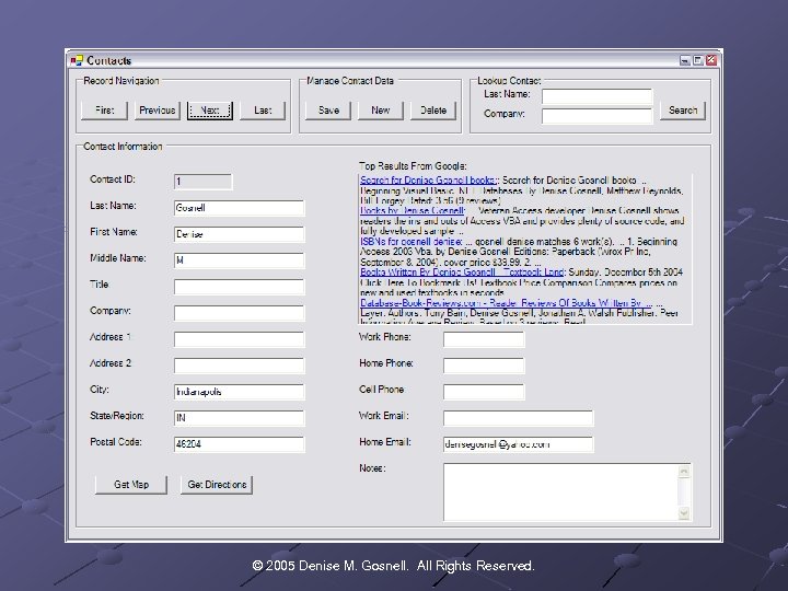 © 2005 Denise M. Gosnell. All Rights Reserved. 