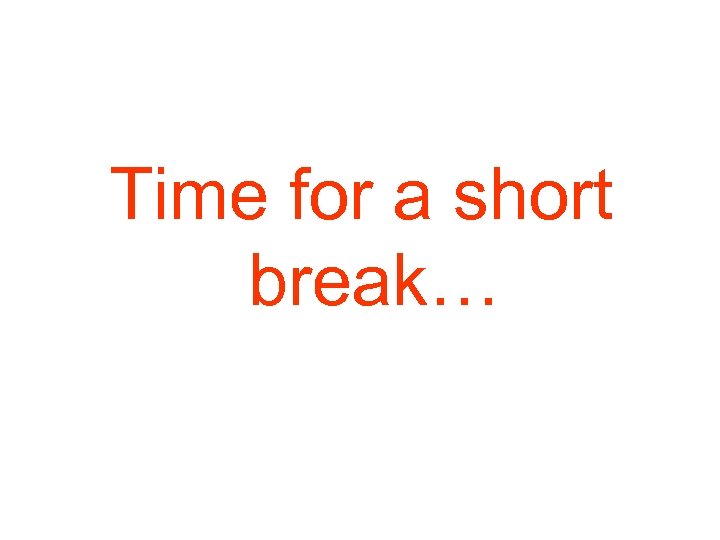 Time for a short break… 