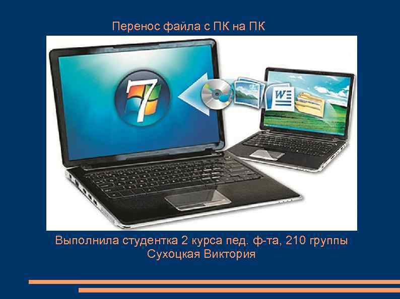 Перенос файла с ПК на ПК Выполнила студентка 2 курса пед. ф-та, 210 группы