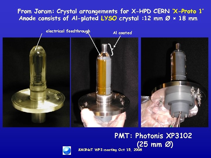 From Joram: Crystal arrangements for X-HPD CERN ‘X-Proto 1’ Anode consists of Al-plated LYSO