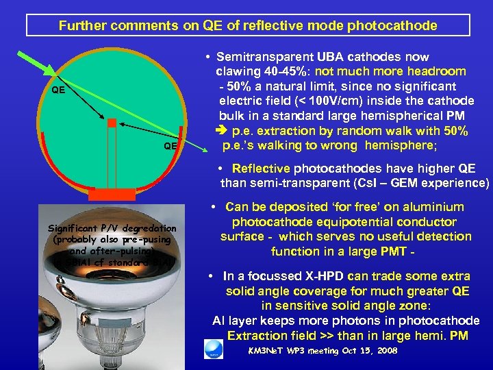 Further comments on QE of reflective mode photocathode QE Significant P/V degredation (probably also