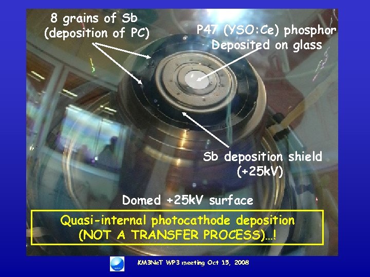 8 grains of Sb (deposition of PC) P 47 (YSO: Ce) phosphor Deposited on