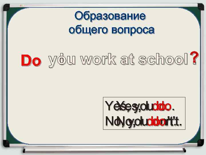 Образование общего вопроса I. Do you work at school ? Yes, youdo. . Yes,