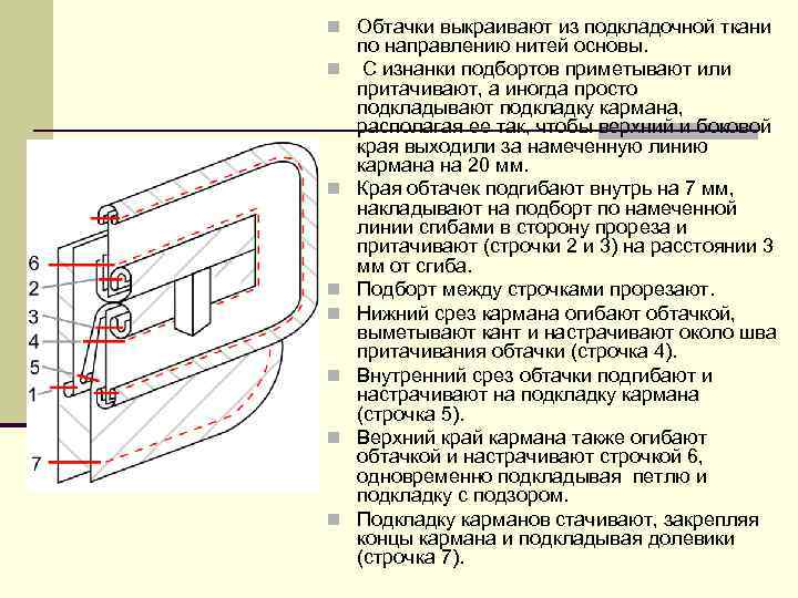 n Обтачки выкраивают из подкладочной ткани n n n n по направлению нитей основы.