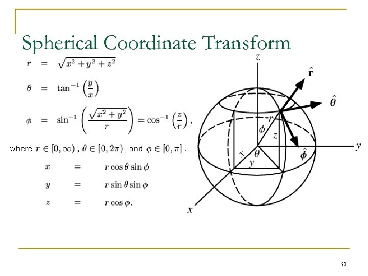 Spherical Coordinate Transform 53 