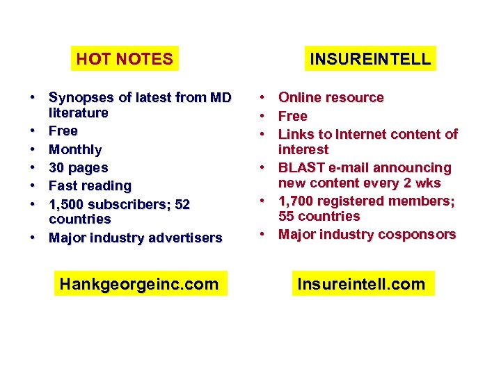 HOT NOTES • Synopses of latest from MD literature • Free • Monthly •