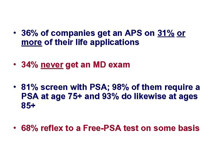  • 36% of companies get an APS on 31% or more of their