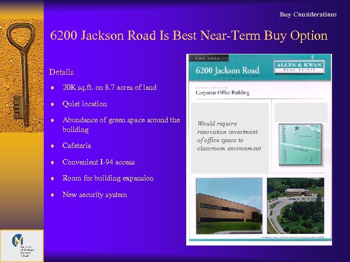 Buy Considerations 6200 Jackson Road Is Best Near-Term Buy Option Details ¨ 20 K