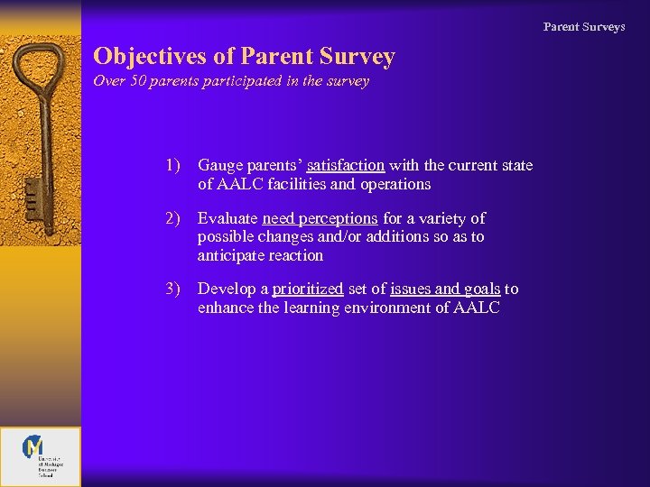 Parent Surveys Objectives of Parent Survey Over 50 parents participated in the survey 1)