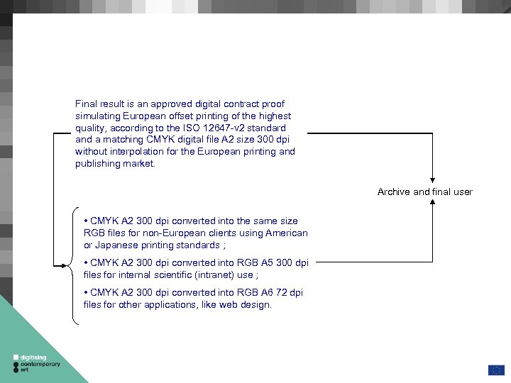 Final result is an approved digital contract proof simulating European offset printing of the