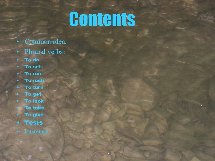 Cоntents • Common idea. • Phrasal verbs: • • • To To To do