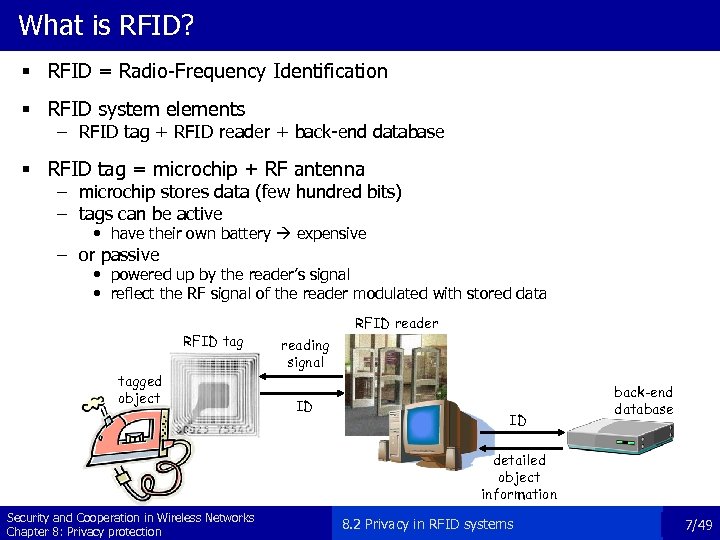 What is RFID? § RFID = Radio-Frequency Identification § RFID system elements – RFID