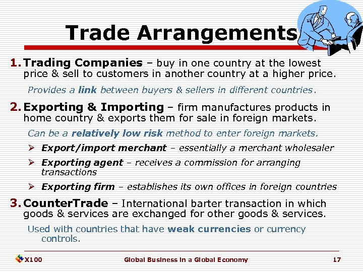 Trade Arrangements 1. Trading Companies – buy in one country at the lowest price