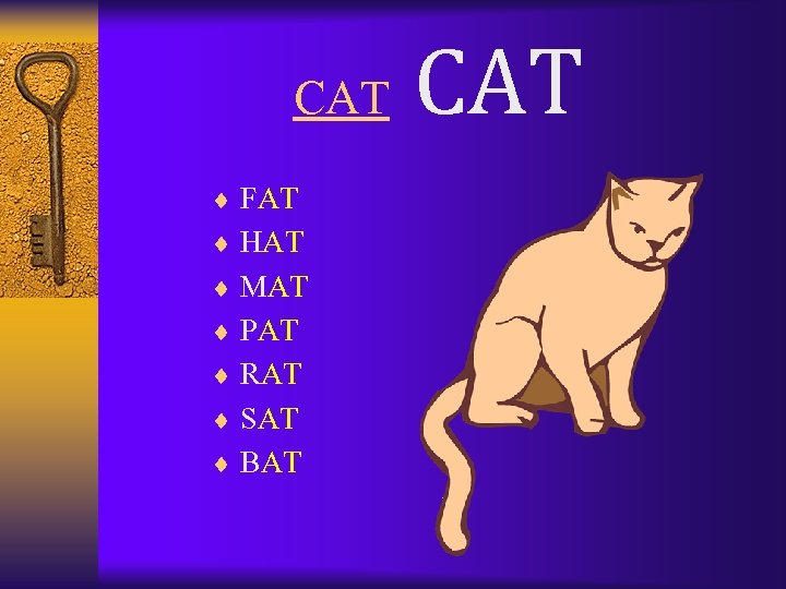 CAT ¨ FAT ¨ HAT ¨ MAT ¨ PAT ¨ RAT ¨ SAT ¨