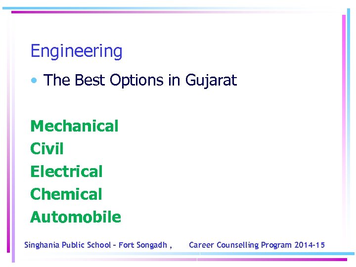 Engineering • The Best Options in Gujarat Mechanical Civil Electrical Chemical Automobile Singhania Public